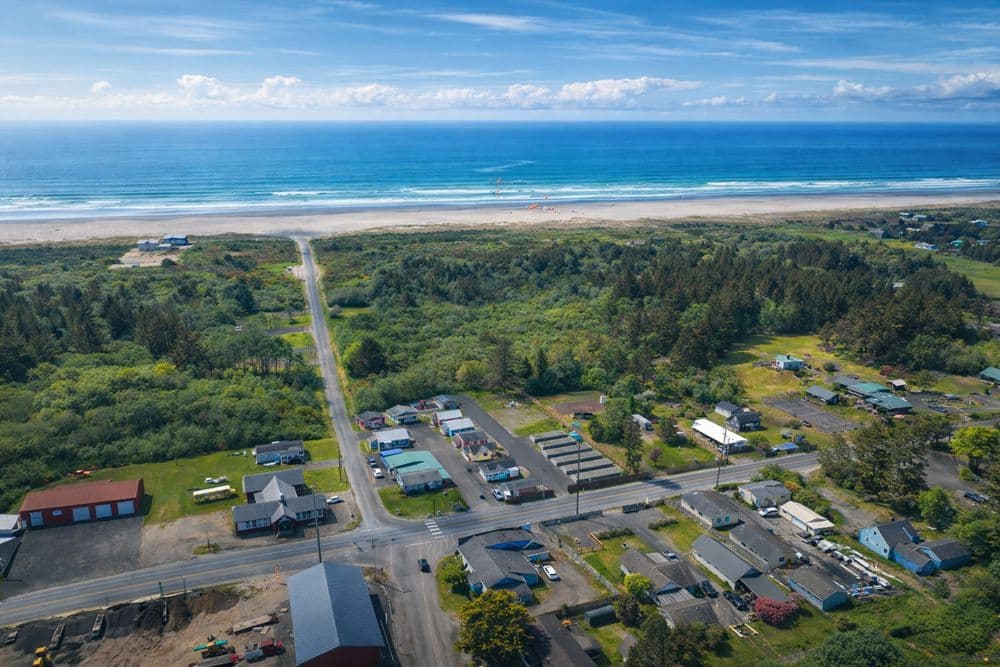 Aerial view of Grayland Beach coastline