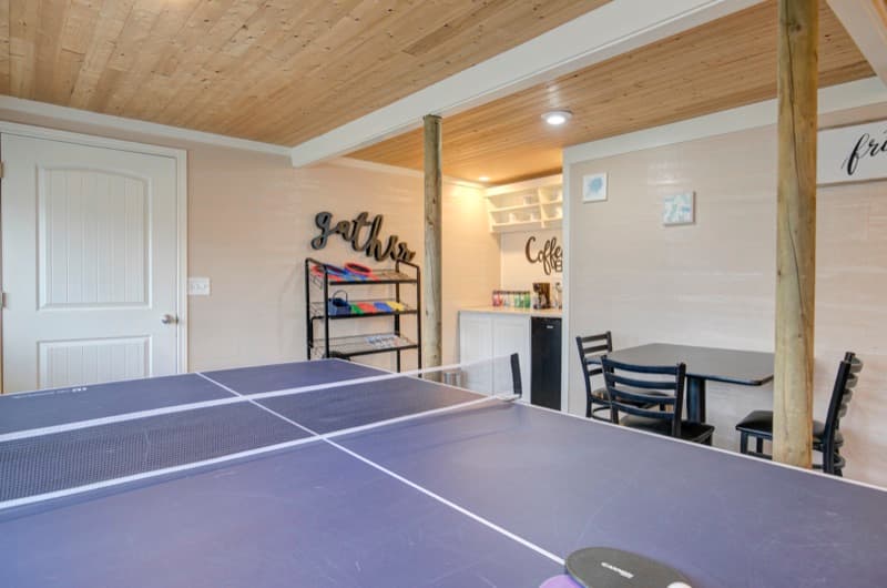 Game room with ping pong table